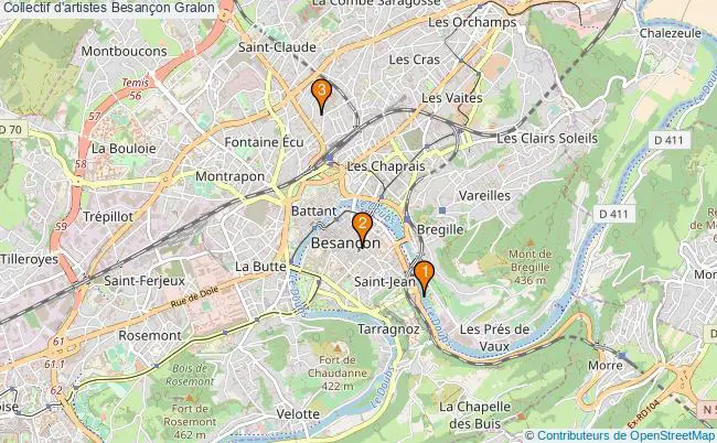 plan Collectif d'artistes Besançon Associations collectif d'artistes Besançon : 4 associations