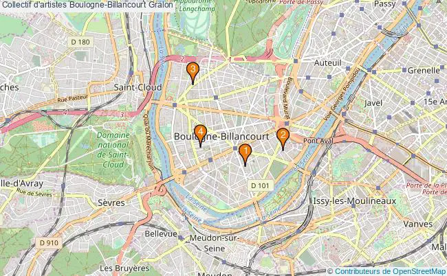 plan Collectif d'artistes Boulogne-Billancourt Associations collectif d'artistes Boulogne-Billancourt : 4 associations