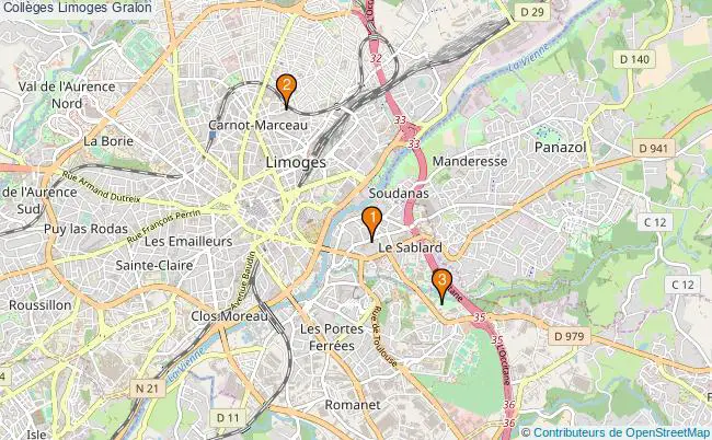 plan Collèges Limoges Associations collèges Limoges : 3 associations