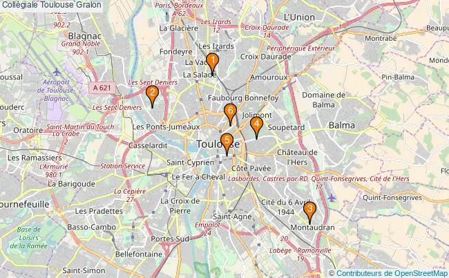 plan Collégiale Toulouse Associations collégiale Toulouse : 7 associations