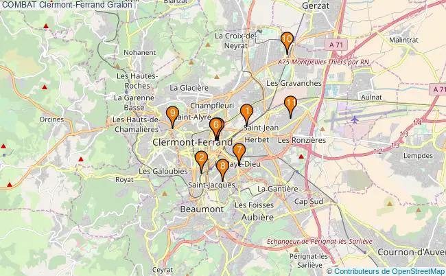 plan COMBAT Clermont-Ferrand Associations COMBAT Clermont-Ferrand : 15 associations