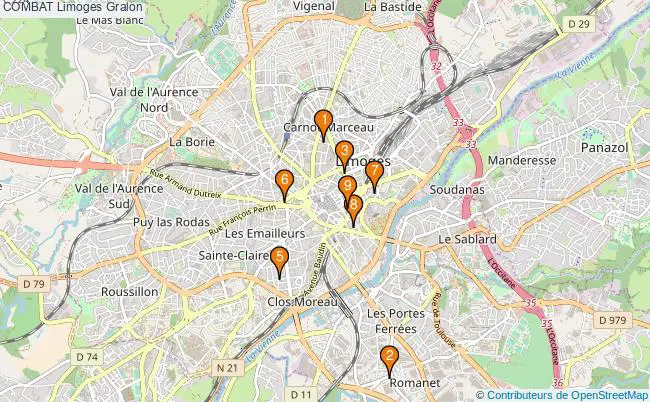plan COMBAT Limoges Associations COMBAT Limoges : 8 associations
