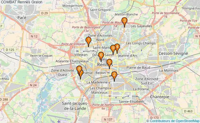 plan COMBAT Rennes Associations COMBAT Rennes : 10 associations