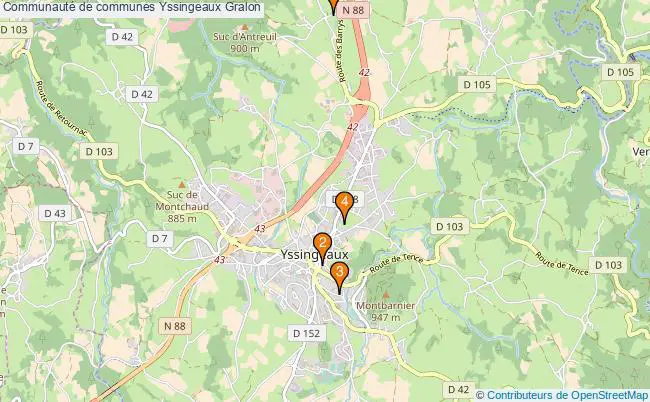 plan Communauté de communes Yssingeaux Associations communauté de communes Yssingeaux : 4 associations