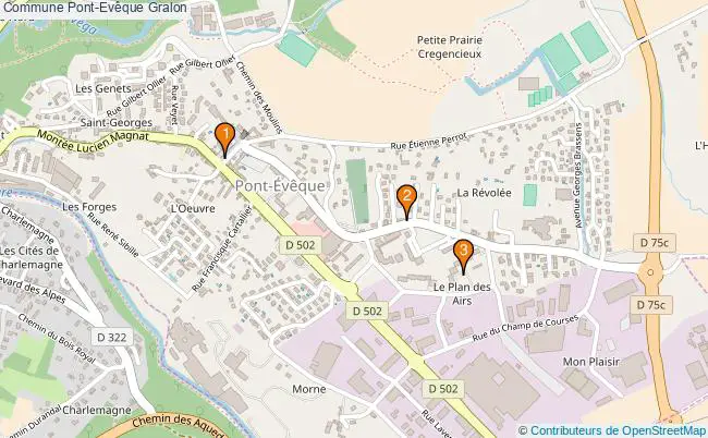 plan Commune Pont-Evêque Associations commune Pont-Evêque : 3 associations