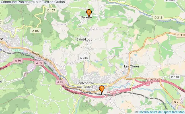 plan Commune Pontcharra-sur-Turdine Associations commune Pontcharra-sur-Turdine : 3 associations