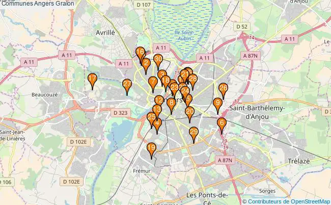 plan Communes Angers Associations communes Angers : 34 associations