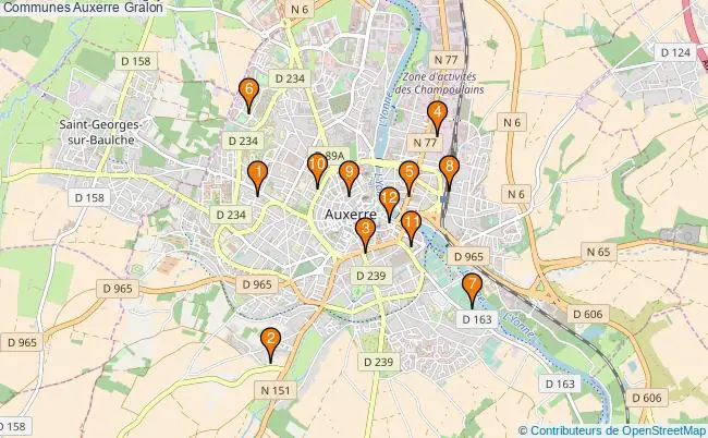 plan Communes Auxerre Associations communes Auxerre : 14 associations