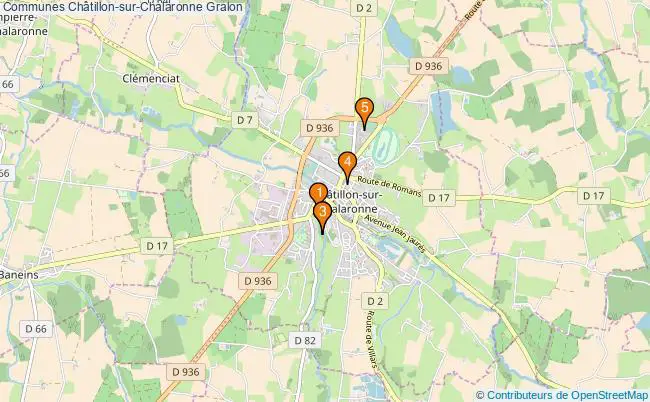 plan Communes Châtillon-sur-Chalaronne Associations communes Châtillon-sur-Chalaronne : 6 associations