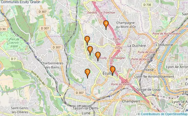 plan Communes Ecully Associations communes Ecully : 6 associations