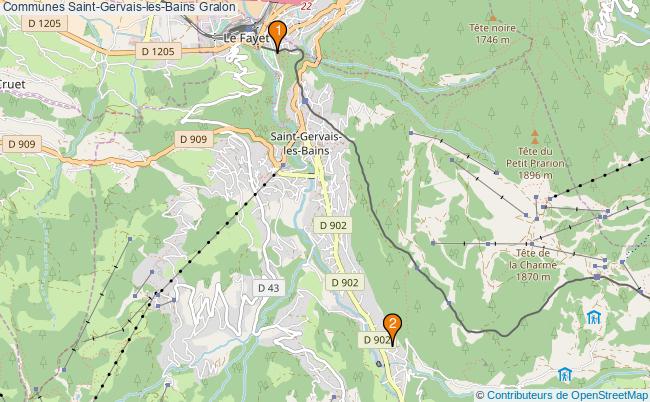 plan Communes Saint-Gervais-les-Bains Associations communes Saint-Gervais-les-Bains : 2 associations