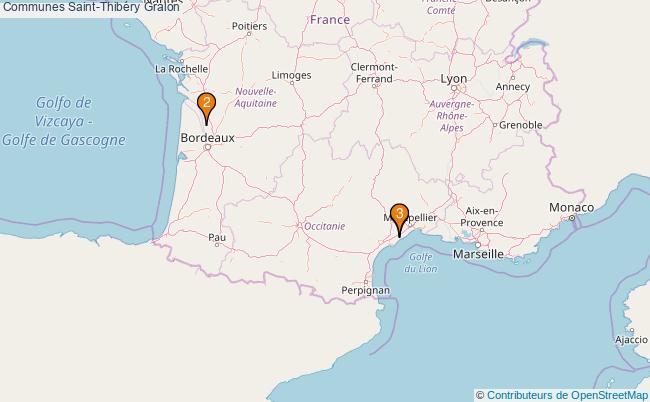 plan Communes Saint-Thibéry Associations communes Saint-Thibéry : 2 associations