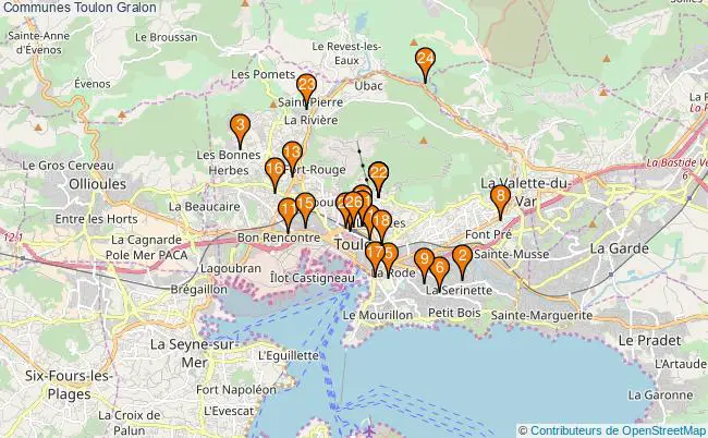 plan Communes Toulon Associations communes Toulon : 33 associations