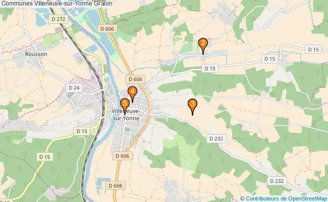 plan Communes Villeneuve-sur-Yonne Associations communes Villeneuve-sur-Yonne : 5 associations