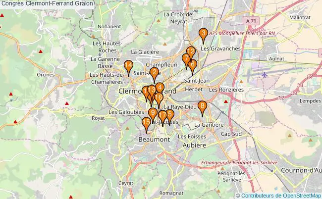 plan Congrès Clermont-Ferrand Associations Congrès Clermont-Ferrand : 20 associations