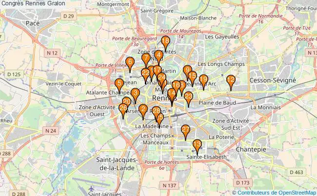 plan Congrès Rennes Associations Congrès Rennes : 33 associations