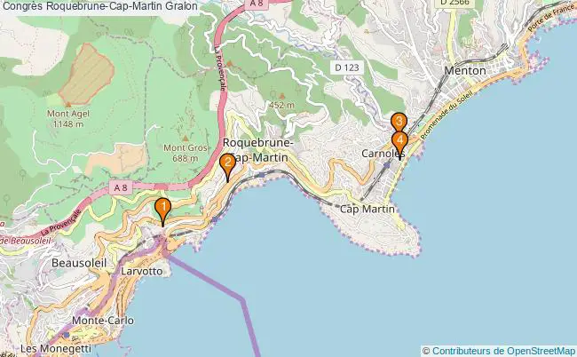plan Congrès Roquebrune-Cap-Martin Associations Congrès Roquebrune-Cap-Martin : 6 associations