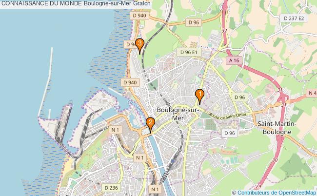 plan CONNAISSANCE DU MONDE Boulogne-sur-Mer Associations CONNAISSANCE DU MONDE Boulogne-sur-Mer : 3 associations