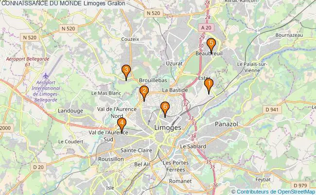 plan CONNAISSANCE DU MONDE Limoges Associations CONNAISSANCE DU MONDE Limoges : 6 associations