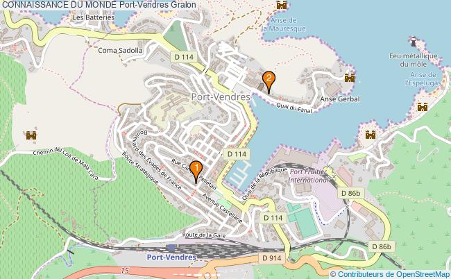 plan CONNAISSANCE DU MONDE Port-Vendres Associations CONNAISSANCE DU MONDE Port-Vendres : 2 associations