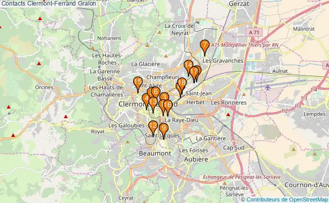 plan Contacts Clermont-Ferrand Associations Contacts Clermont-Ferrand : 17 associations