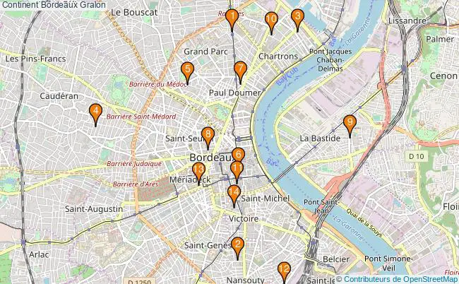plan Continent Bordeaux Associations Continent Bordeaux : 16 associations
