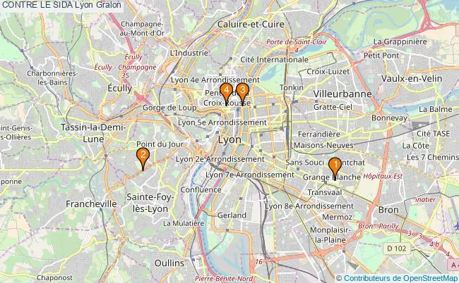 plan CONTRE LE SIDA Lyon Associations CONTRE LE SIDA Lyon : 4 associations