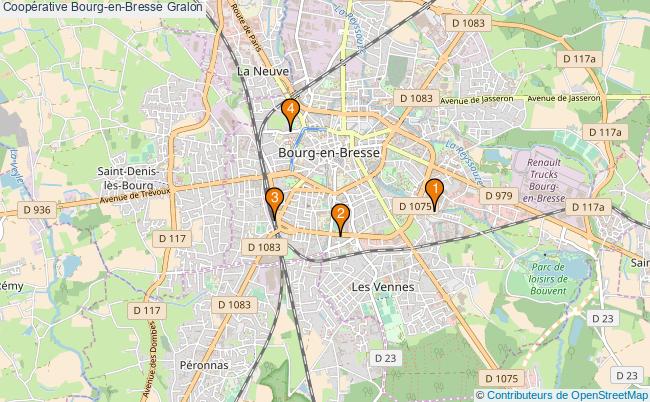 plan Coopérative Bourg-en-Bresse Associations Coopérative Bourg-en-Bresse : 4 associations