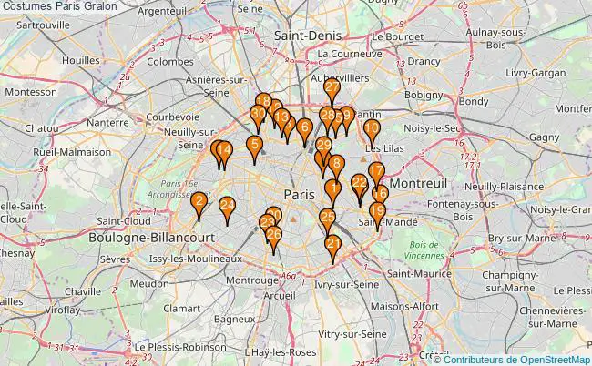 plan Costumes Paris Associations Costumes Paris : 151 associations