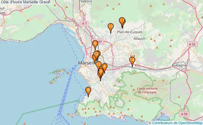 plan Côte d'Ivoire Marseille Associations Côte d'Ivoire Marseille : 18 associations