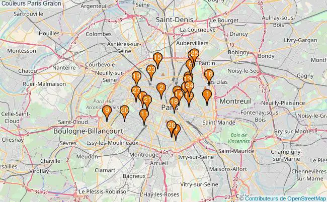 plan Couleurs Paris Associations Couleurs Paris : 33 associations