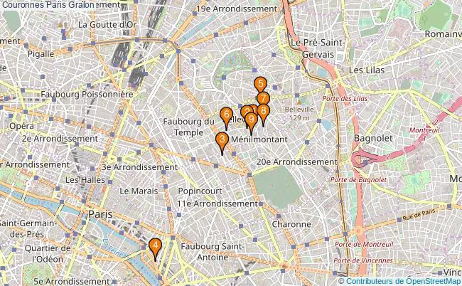 plan Couronnes Paris Associations Couronnes Paris : 9 associations