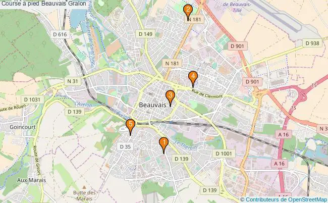 plan Course à pied Beauvais Associations course à pied Beauvais : 7 associations