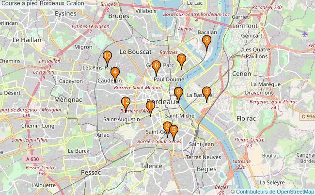 plan Course à pied Bordeaux Associations course à pied Bordeaux : 14 associations