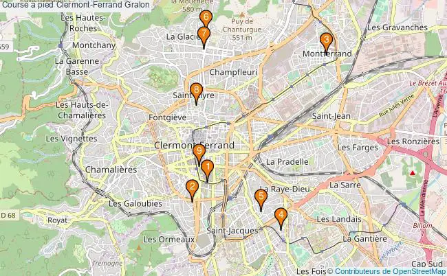 plan Course à pied Clermont-Ferrand Associations course à pied Clermont-Ferrand : 11 associations