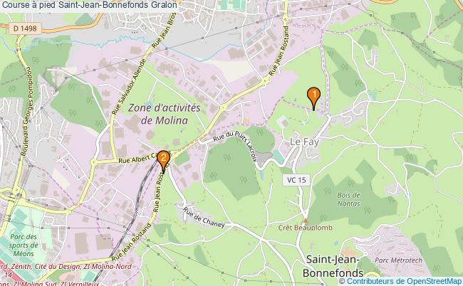 plan Course à pied Saint-Jean-Bonnefonds Associations course à pied Saint-Jean-Bonnefonds : 2 associations