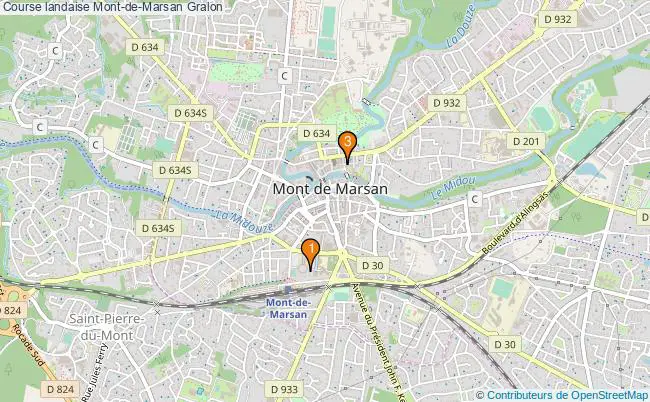 plan Course landaise Mont-de-Marsan Associations course landaise Mont-de-Marsan : 3 associations