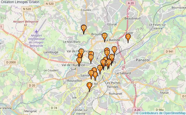 plan Creation Limoges Associations Creation Limoges : 116 associations
