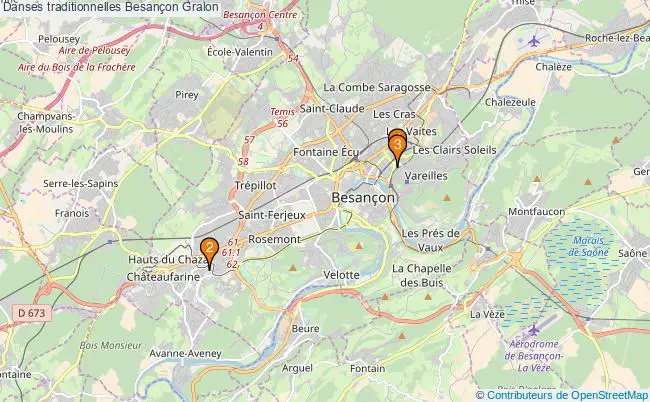 plan Danses traditionnelles Besançon Associations danses traditionnelles Besançon : 3 associations