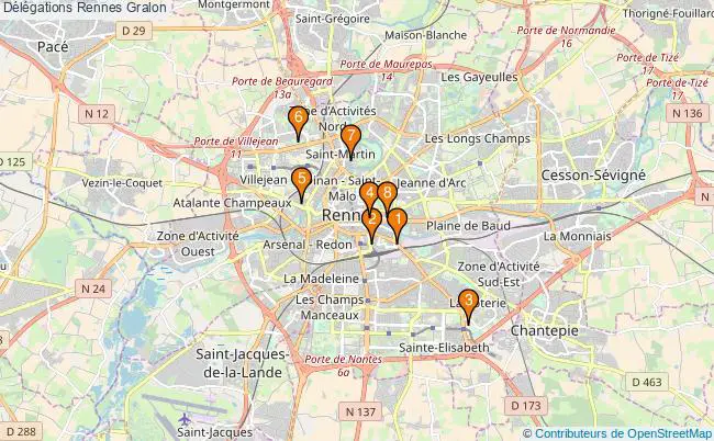 plan Délégations Rennes Associations délégations Rennes : 8 associations