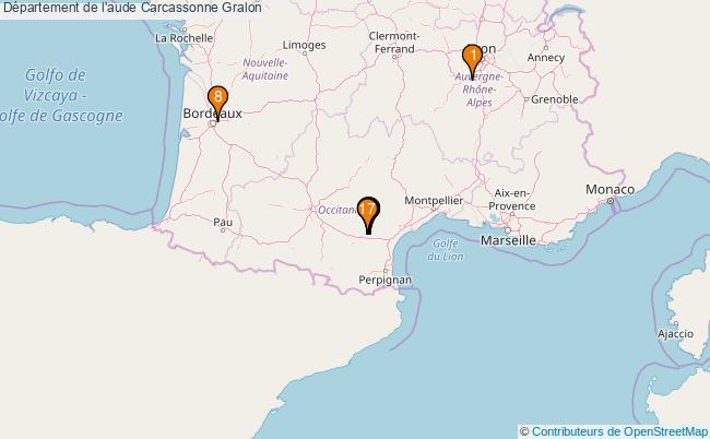 plan Département de l'aude Carcassonne Associations département de l'aude Carcassonne : 18 associations