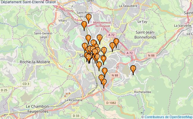 plan Département Saint-Etienne Associations département Saint-Etienne : 89 associations