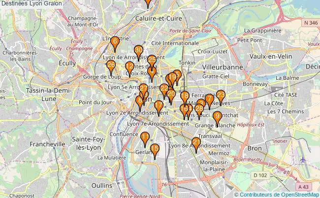 plan Destinées Lyon Associations destinées Lyon : 105 associations