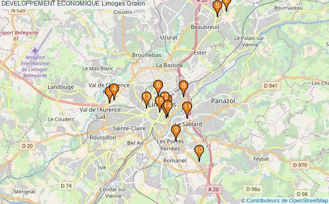 plan DEVELOPPEMENT ECONOMIQUE Limoges Associations DEVELOPPEMENT ECONOMIQUE Limoges : 16 associations