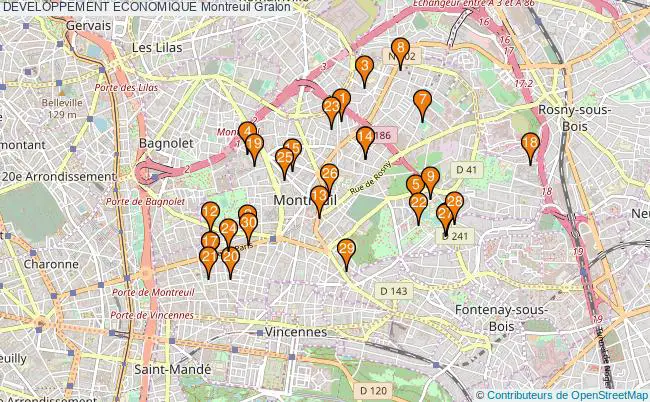 plan DEVELOPPEMENT ECONOMIQUE Montreuil Associations DEVELOPPEMENT ECONOMIQUE Montreuil : 47 associations