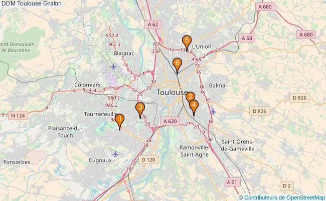 plan DOM Toulouse Associations DOM Toulouse : 5 associations