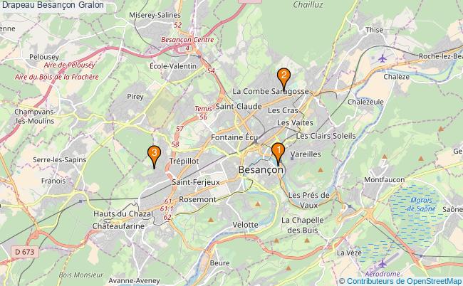plan Drapeau Besançon Associations drapeau Besançon : 4 associations