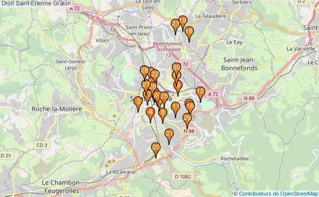 plan Droit Saint-Etienne Associations droit Saint-Etienne : 51 associations