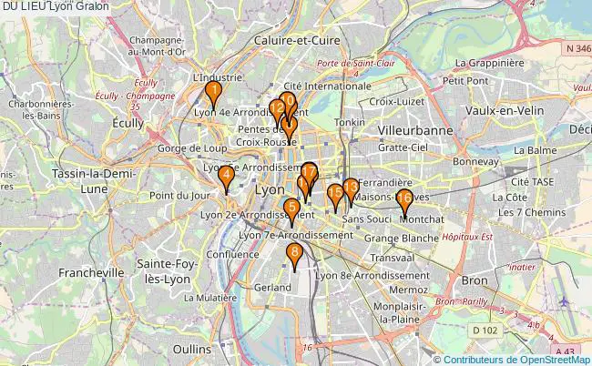 plan DU LIEU Lyon Associations DU LIEU Lyon : 17 associations