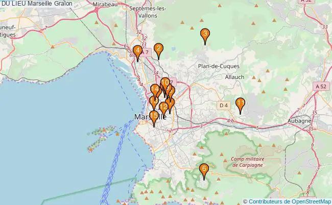 plan DU LIEU Marseille Associations DU LIEU Marseille : 14 associations